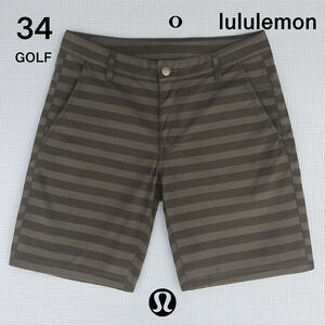 Lululemon Kahuna 2.0 Golf Shorts Men’s 34 Gray Stripe Casual Stretch Flat Front